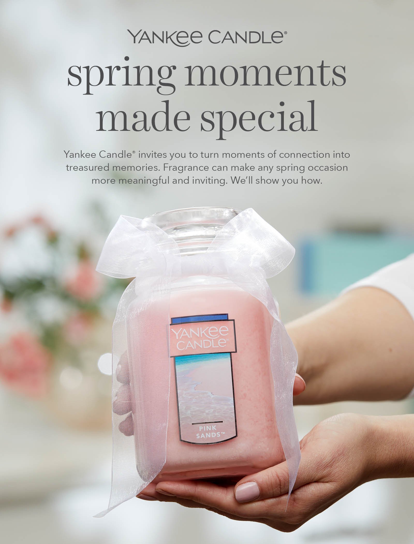 spring moments made special spring digital catalog front page photo featuring pink sands original large jar candle